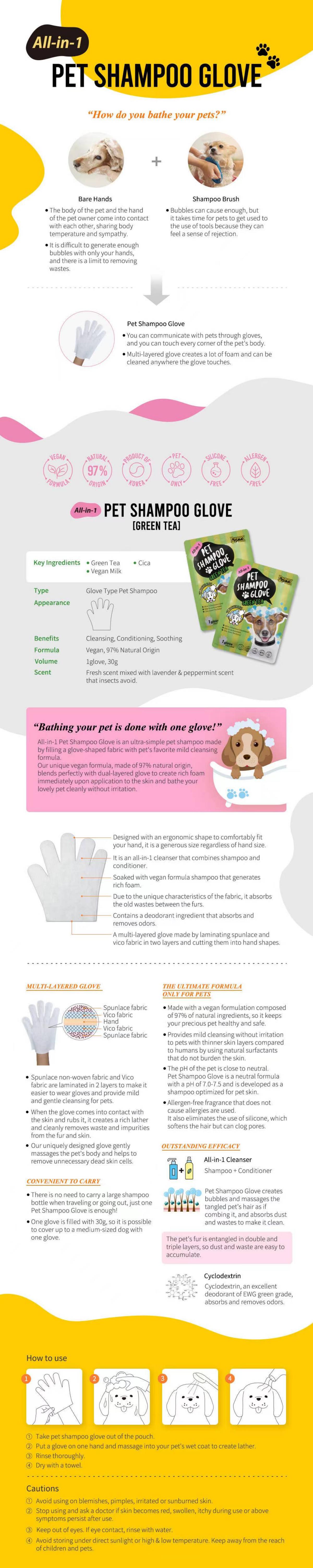 Puppy Crush All-in-1 Pet Shampoo Glove-Green tea